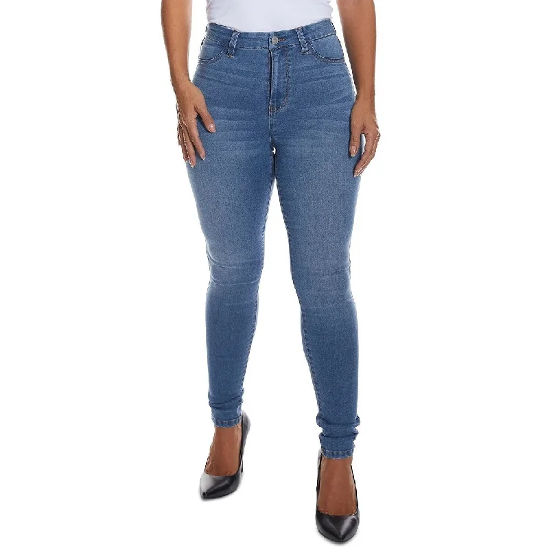 women's raw hem ankle jeans -Dollhouse Juniors' Curvy Fit High Rise Skinny Jeans Blue Size 15