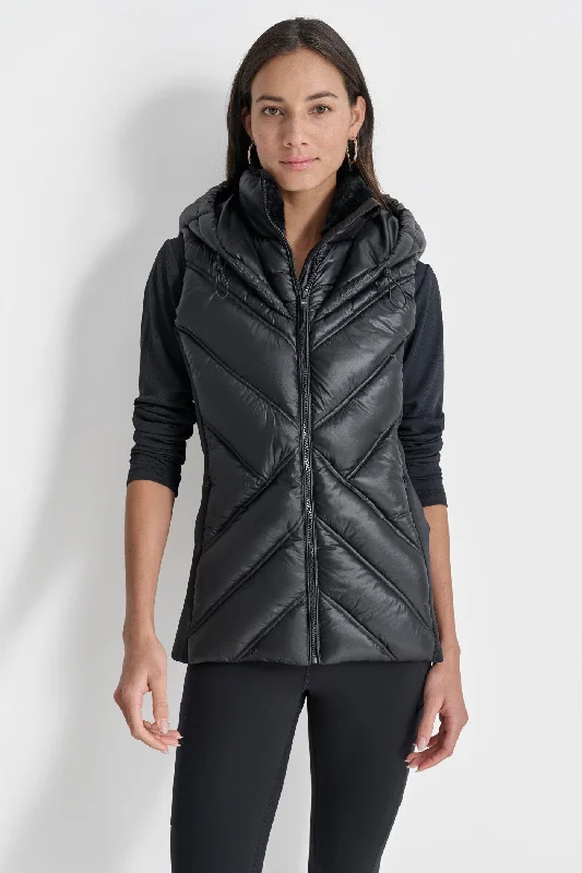 cozy teddy coat for ladies -HOODED PUFFER VEST