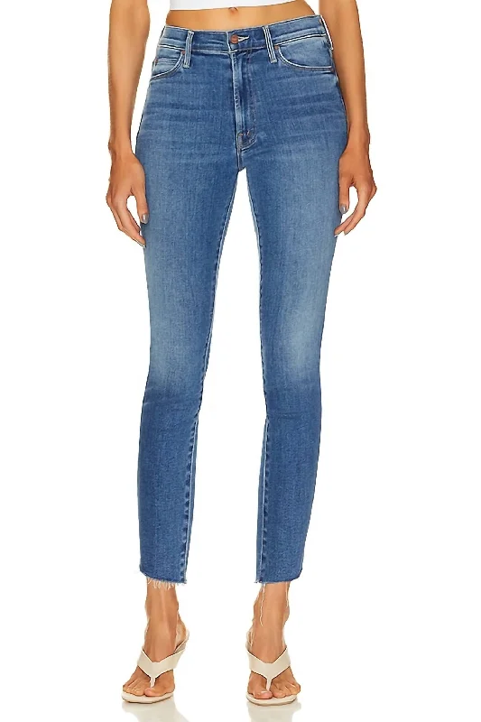 ultra-lightweight summer jeans for women -Stunner Zip Ankle Step Fray Jean In Happy Pill