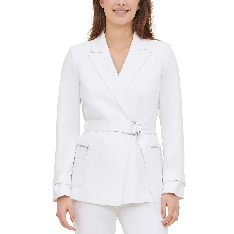 sophisticated evening coat for women -Calvin Klein Women's Belted Jacket White Size X-Large