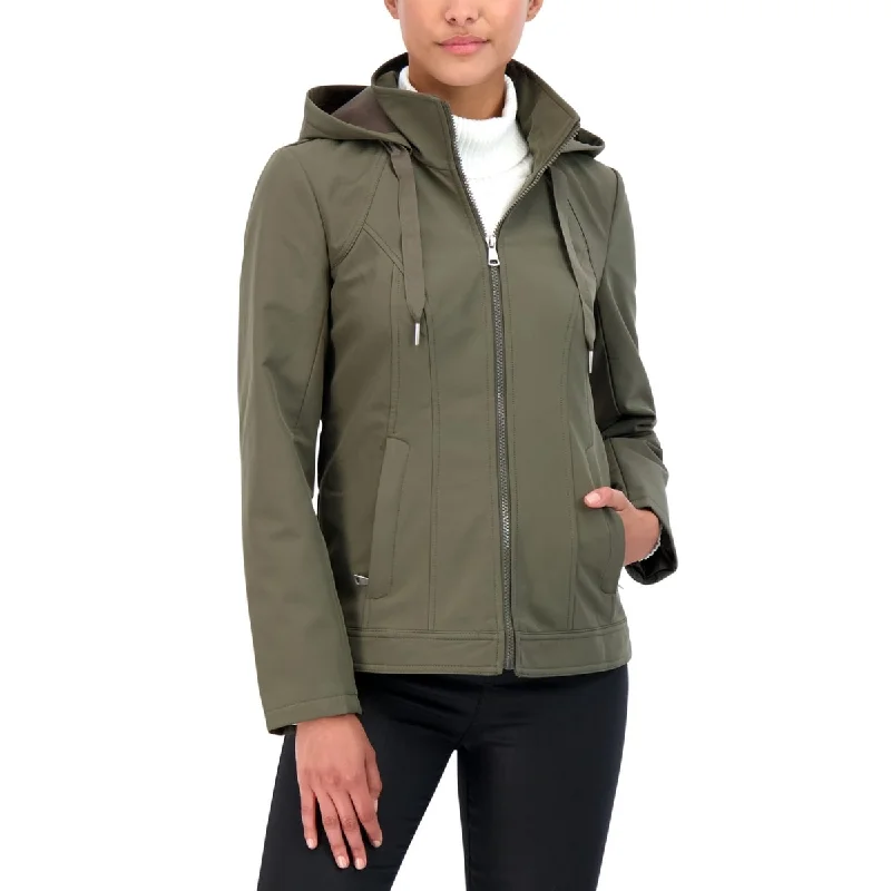 casual oversized shacket for women -Sebby Junior's Hooded Zip Front Raincoat Green Size Large