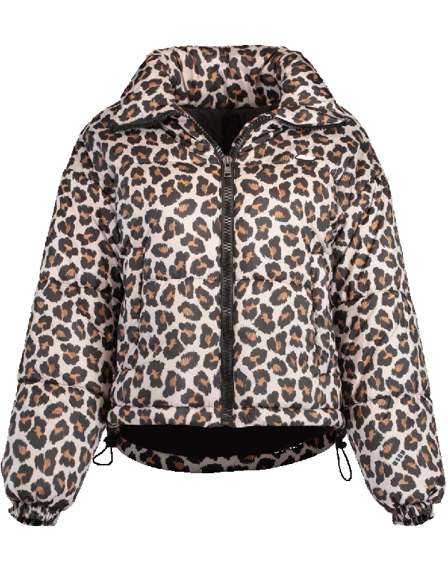 classic trench raincoat for women -Giubbino Leopard Puffer Jacket