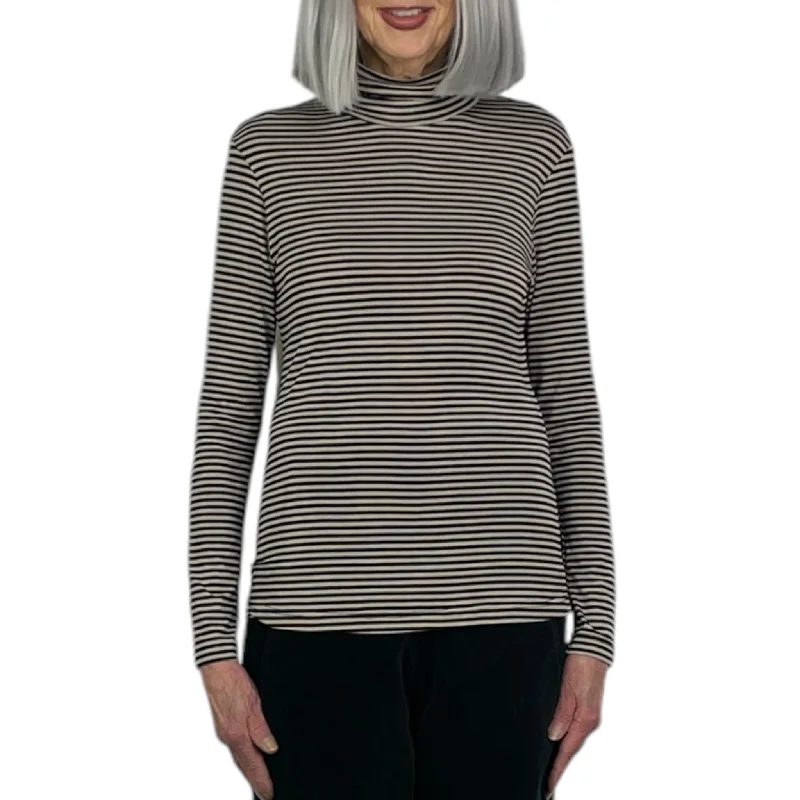 trendy short sleeve tops for women -BAOBAB STRIPED TURTLENECK TEE