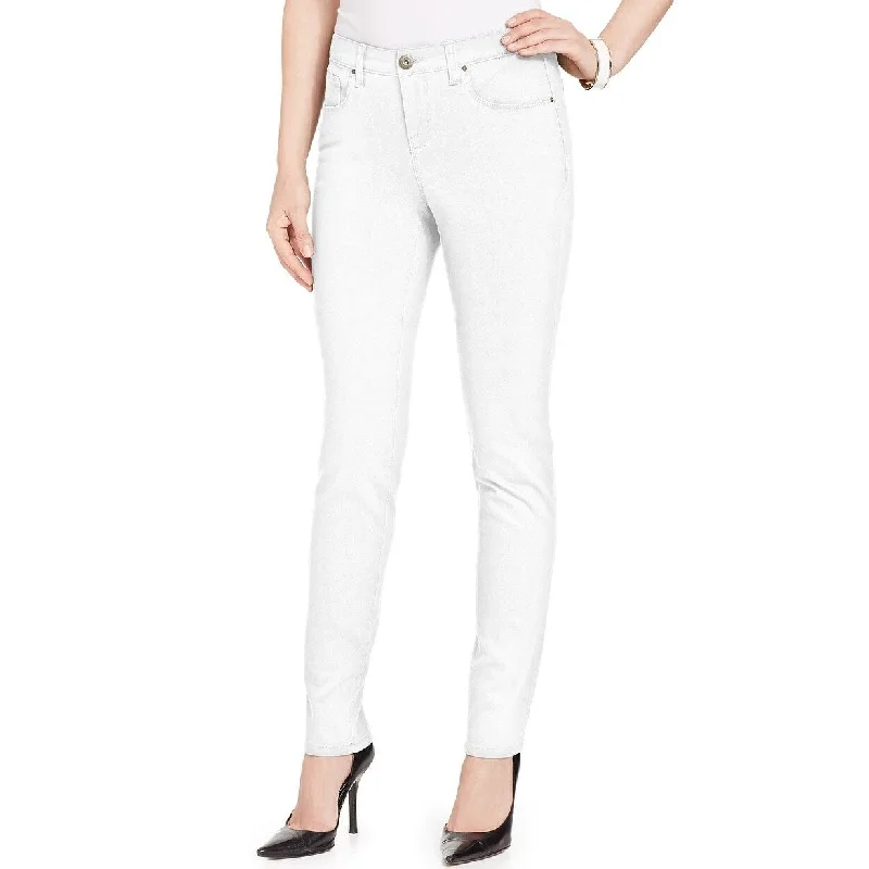 stylish front-slit jeans for women -Style & Co Women's Curvy-Fit Skinny Jeans White Size 18