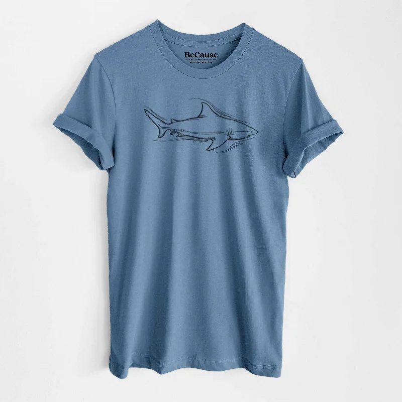 women's casual boyfriend fit short sleeve tee -Bull Shark - Lightweight 100% Cotton Unisex Crewneck