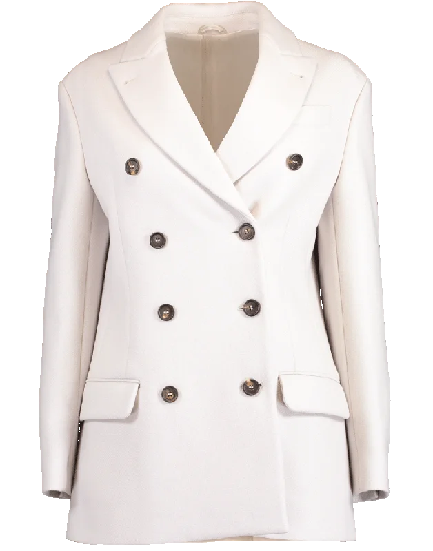 luxury designer winter coat for women -Peak Lapel City Jacket