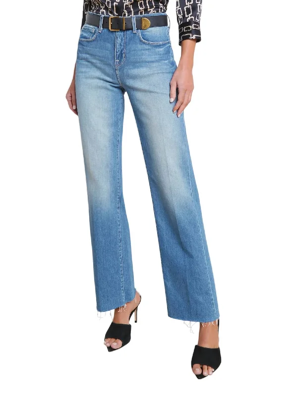 women's ultra-light stretch jeans -Tiana High Rise Wide Leg Jean In Cowan