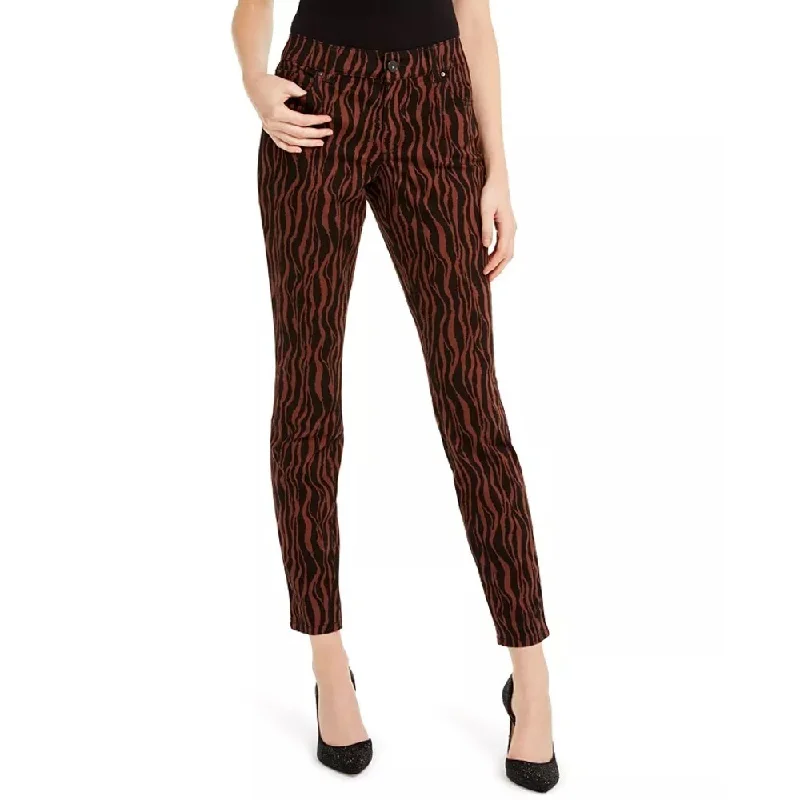 ladies' cropped boyfriend jeans -INC International Concepts Tiger-Print Skinny Jeans Brown Size 4