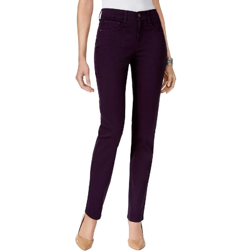 women's distressed loose fit jeans -Style & Co Women's Tummy Control Slim Leg Jeans Dark Grape Size 4 - Purple