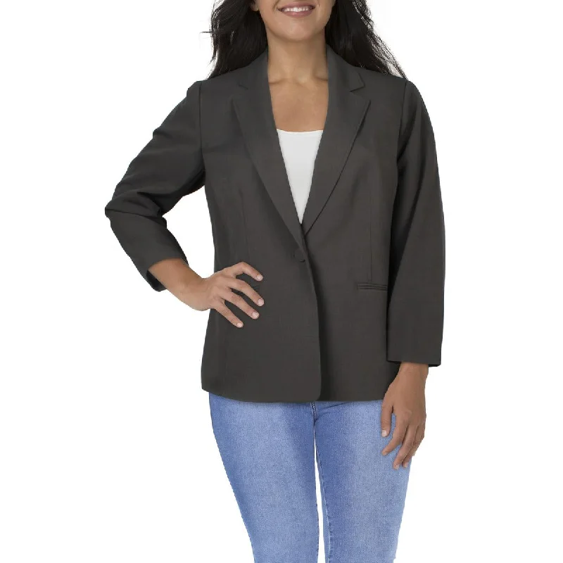 women's lightweight jacket -Le Suit Womens Plus Solid  One-Button Blazer