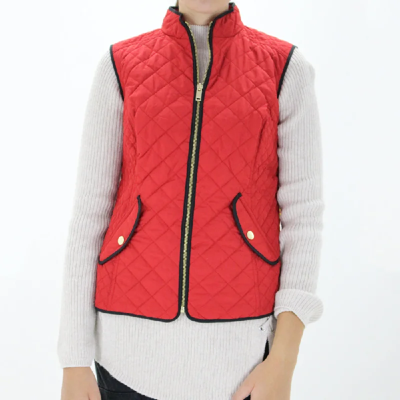 sustainable eco-friendly coat for women -Women's Quilted Stand-Collar Vest,Red