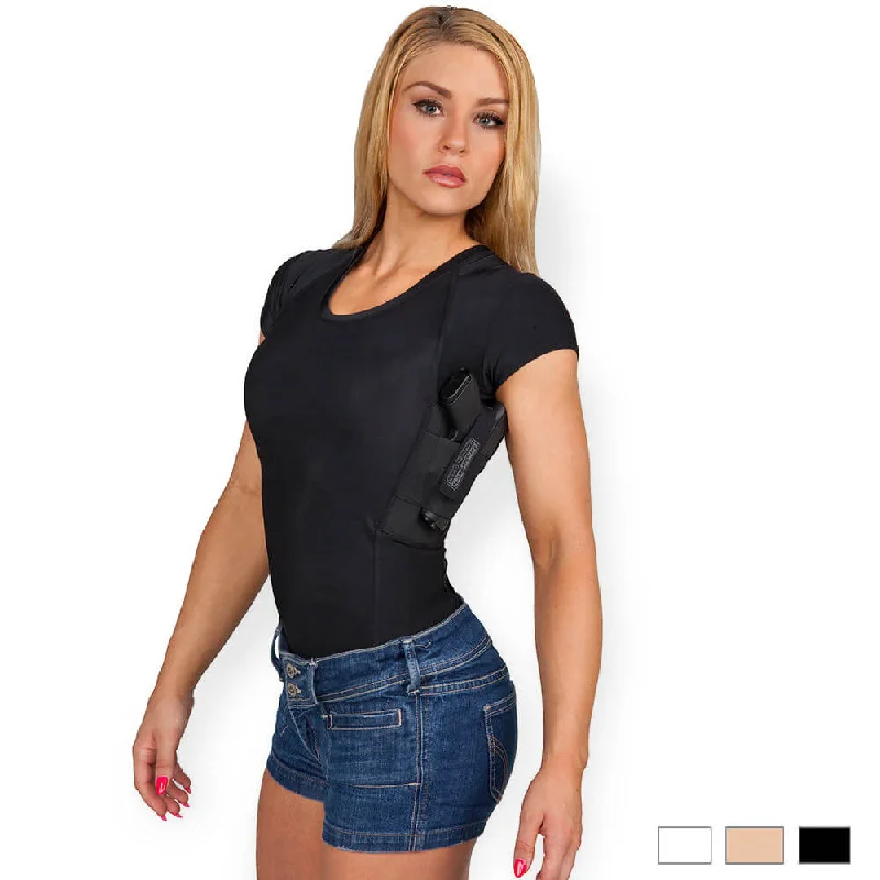 stylish short sleeve tunic for women -Womens Concealed Carry Scoop Neck Tee