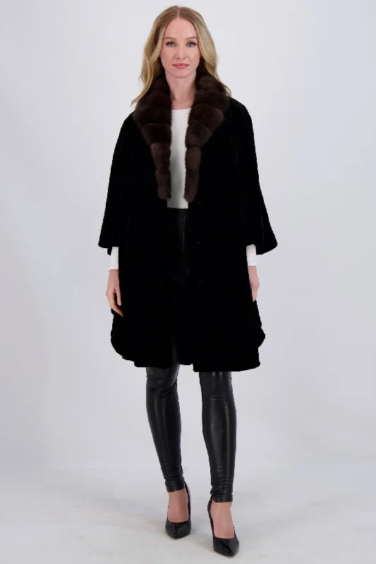 women's asymmetrical zip jacket -SHEARED MINK JACKET W/ SABLE