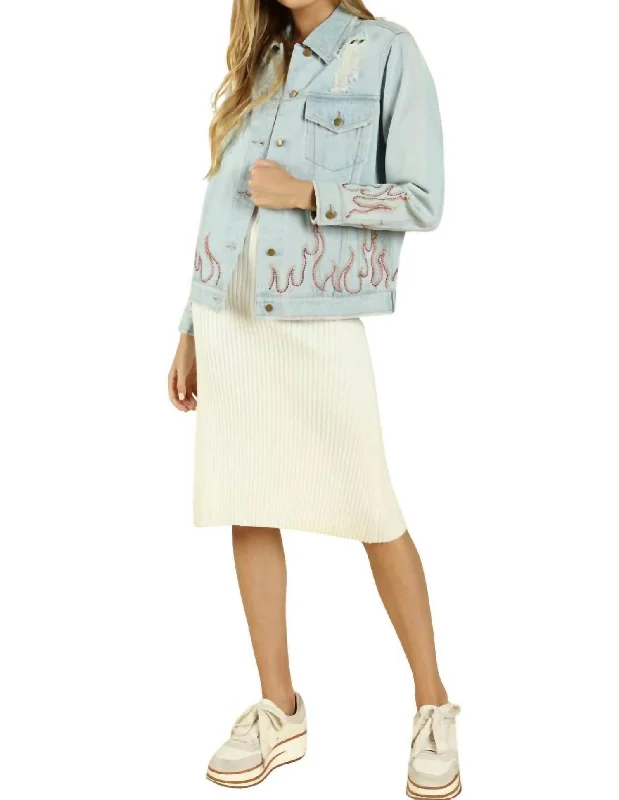 women's belted trench coat -Some Like It Hot Distressed Jacket In Denim