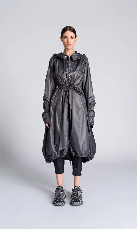 casual coats for women -Hooded Raincoat with Belt