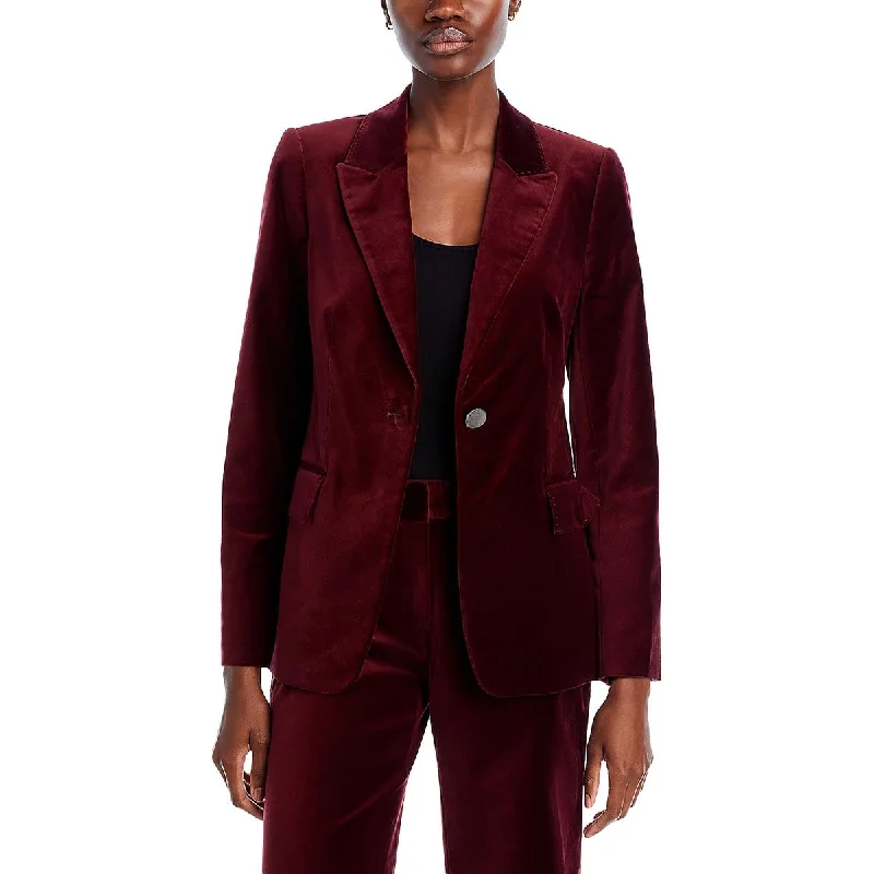 classic women's wool coat -Kobi Halperin Womens Ramsey Velvet Suit Separate One-Button Blazer