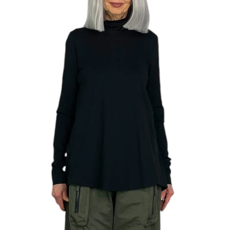 lightweight short sleeve blouse for women -A-LINE TURTLENECK TEE