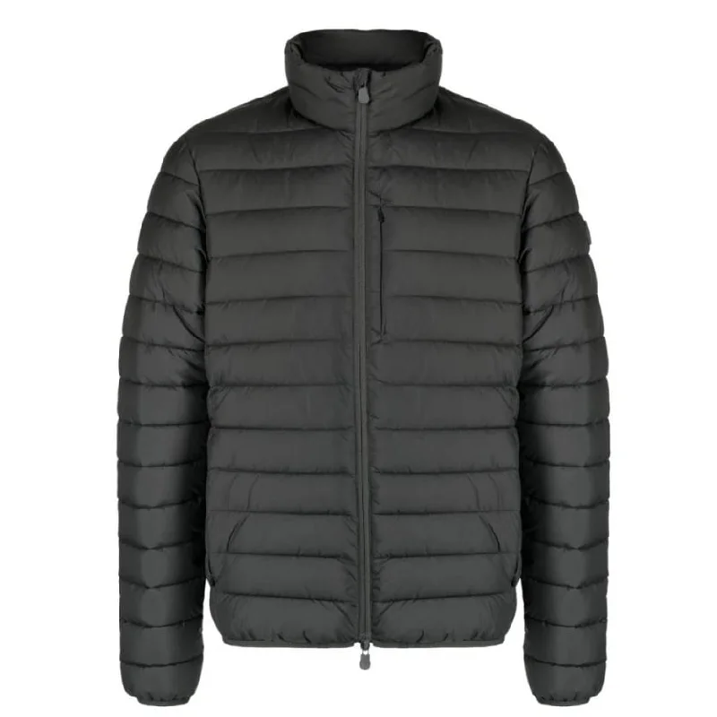 winter parka for women -Save The Duck Men's Erion Solid Black Quilted Puffer Coat Jacket