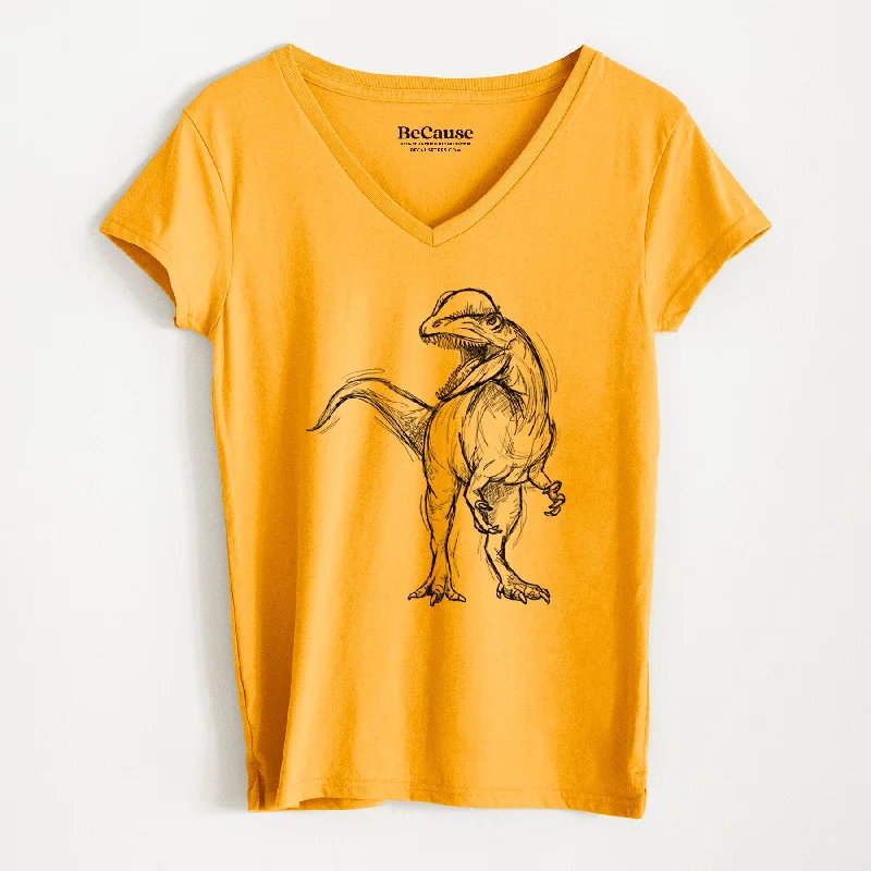 breathable workout short sleeve t-shirt -Dilophosaurus Wetherilli - Women's 100% Recycled V-neck