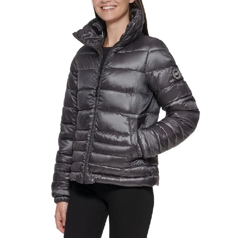 breathable softshell jacket for women -Dkny Women's Packable Puffer Jacket Gray Size X-Small