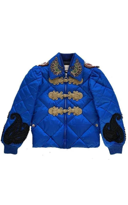 ladies' designer overcoat -Quilted Bomber Jacket