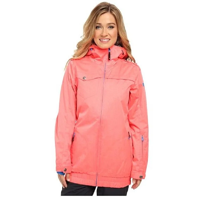 women's hooded winter jacket -DC Riji Snowboard Jacket Coral Size M