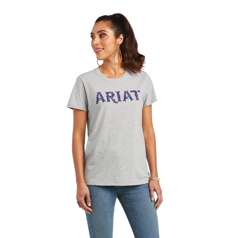 ladies' soft touch short sleeve shirt -Ariat Women's REAL Tribal Lore Relaxed Tee, Heather Grey