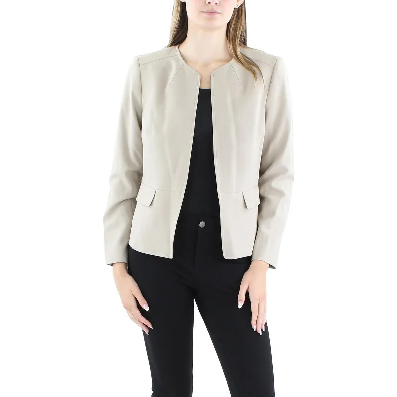 elegant wool cape for women -Le Suit Womens Petites Solid  Open-Front Blazer