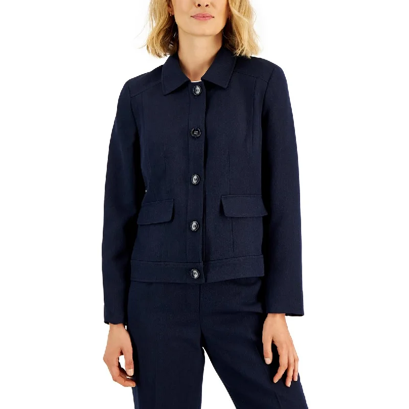 classic women's wool coat -Le Suit Womens Petites Solid  Double-Breasted Blazer