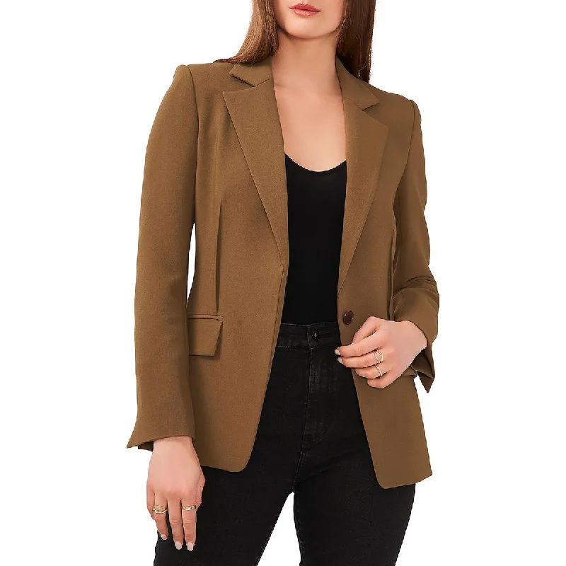 women's asymmetrical zip jacket -1.State Womens Shoulder Pads  One-Button Blazer