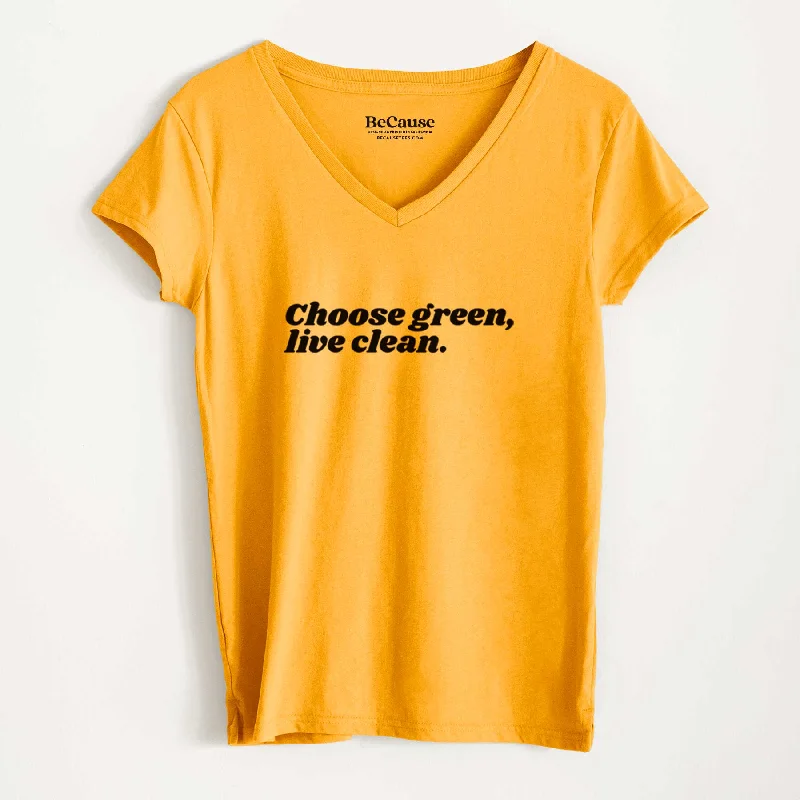 ladies' summer short sleeve top -Choose Green, Live Clean - Women's 100% Recycled V-neck