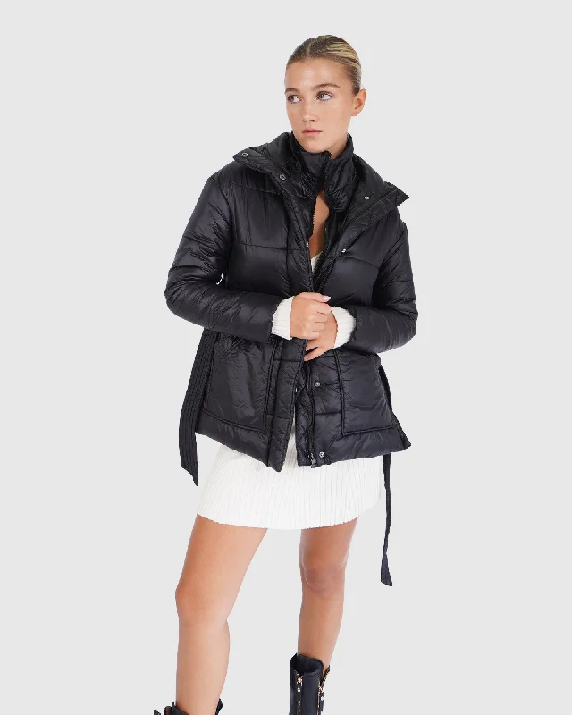 women's outdoor fleece jacket -Moonrise Belted Puffer Jacket