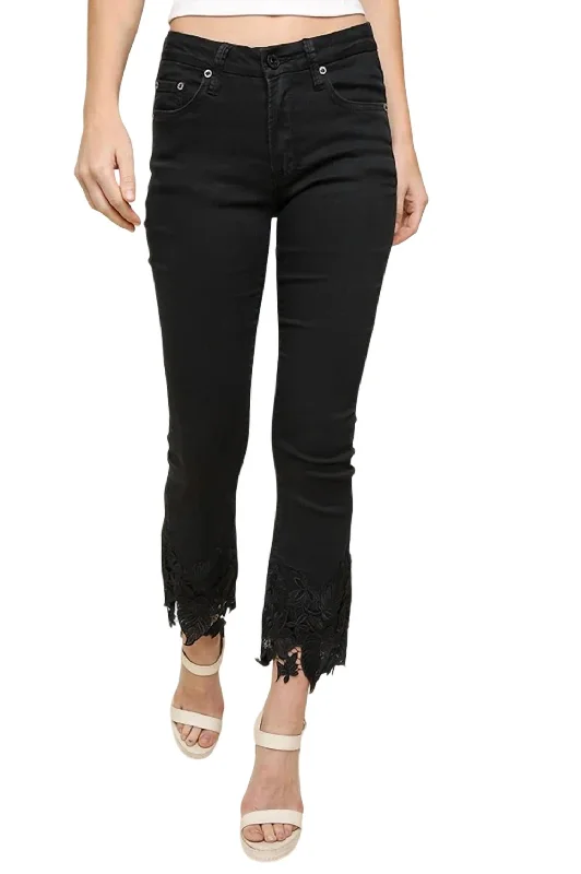 retro wide-leg jeans for ladies -High Waist Stretch Slim Straight Jean In Black