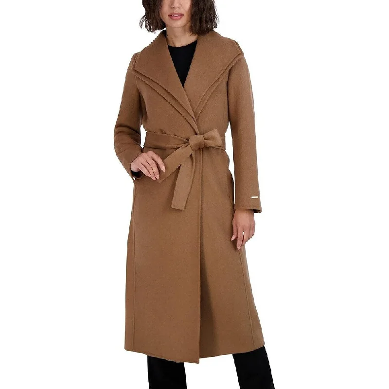 versatile casual coat for women -TAHARI Women's Maxi Double Face Wool Blend Wrap Coat, Camel