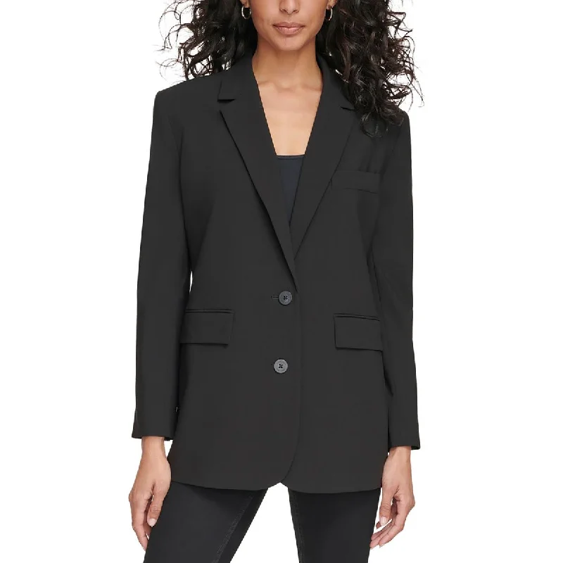 stylish longline coat for women -Calvin Klein Womens Office Wear Business Two-Button Blazer