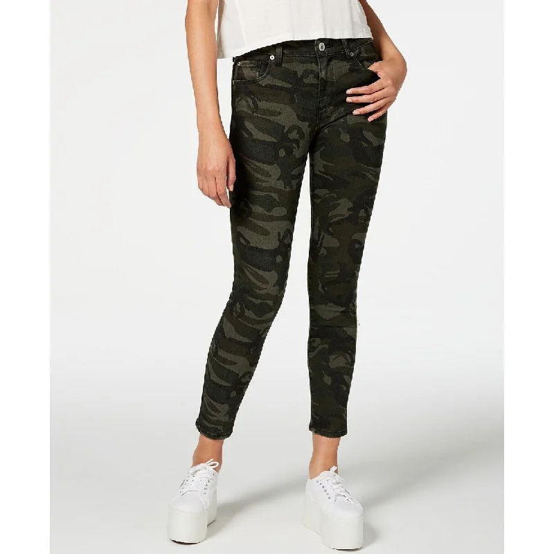 trendy mom jeans for women -Sts Blue Women's Ellie Camouflage-Print Ankle Skinny Jeans Green Size 24