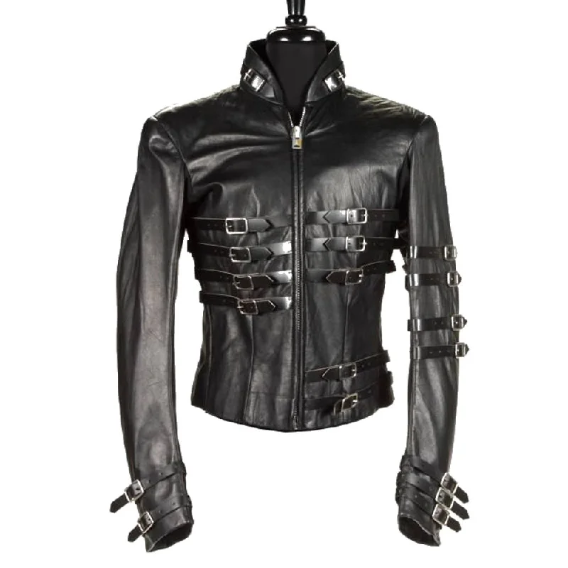 stylish knit jacket for women -Punk Michael Jackson Leather Jacket