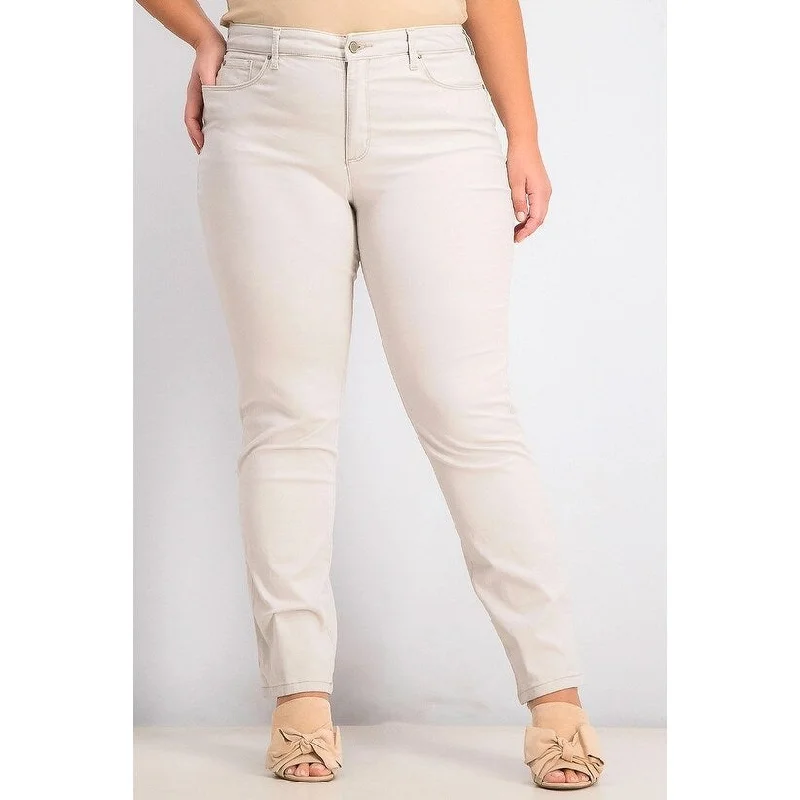 women's lightweight denim trousers -Charter Club Women's Lexington Straight Leg Jeans Beige Size 14