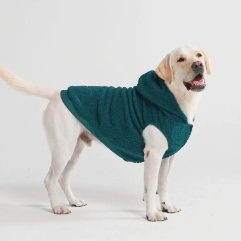 classic women's wool coat -Teddy Sherpa Dog Jacket - Pine Green