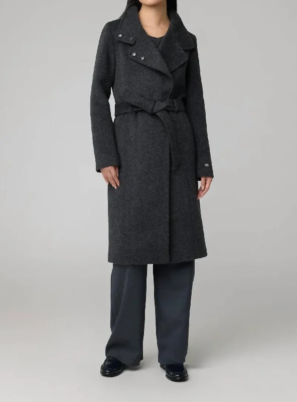 women's lightweight jacket -Genie Novelty Wool Coat In Black