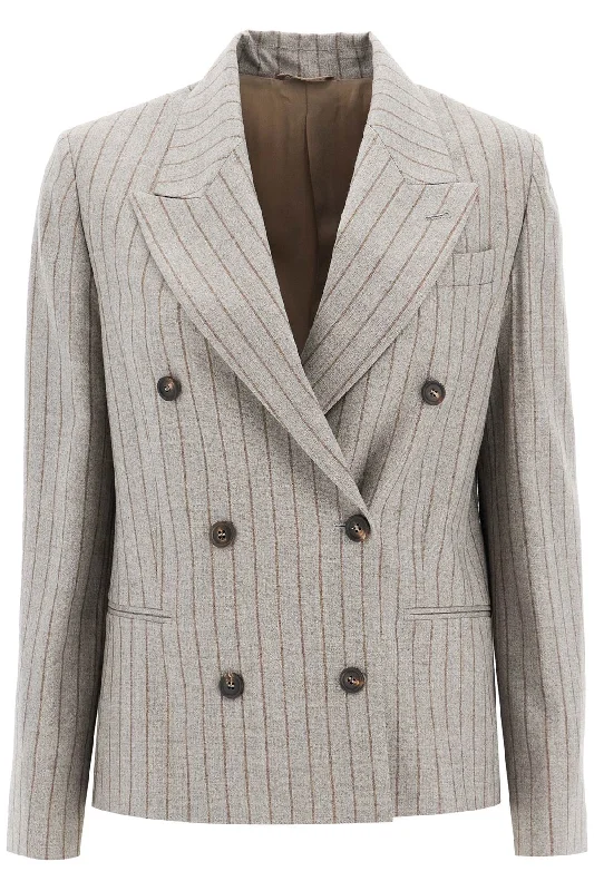 women's travel-friendly jacket -Brunello Cucinelli Women's Double-Breasted Mouliné P