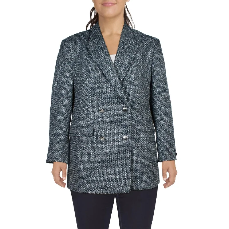 women's relaxed boyfriend blazer -Hugo Womens Tweed Topper Double-Breasted Blazer