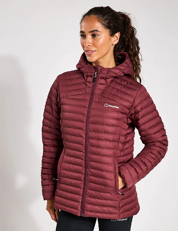 ladies' waterfall drape coat -Nula Micro Jacket - Garnet