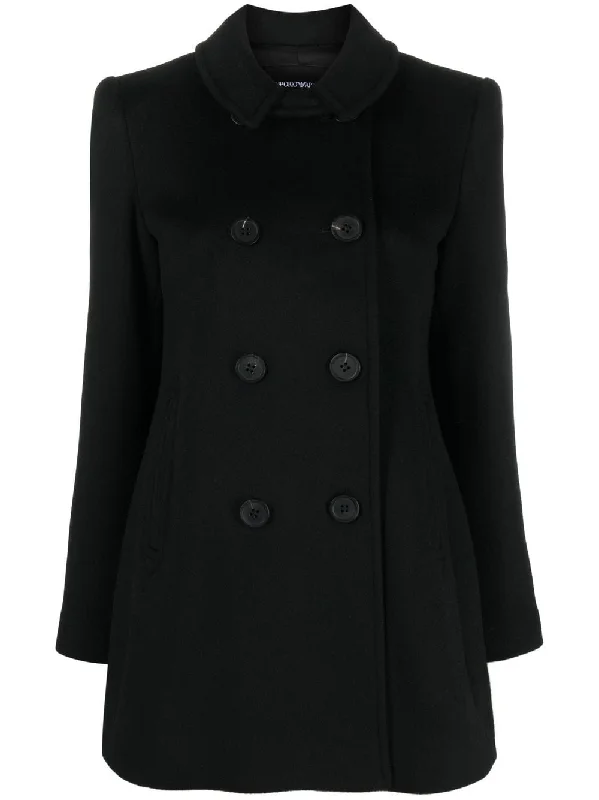 fitted wool blend coat for women -Emporio Armani Women's Coats