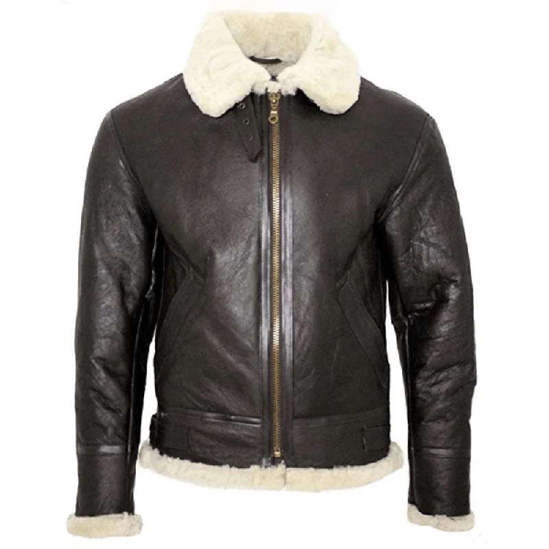 stylish longline coat for women -World War 2 Infinity Aviator Cream Shearling Bomber Leather Jacket Men