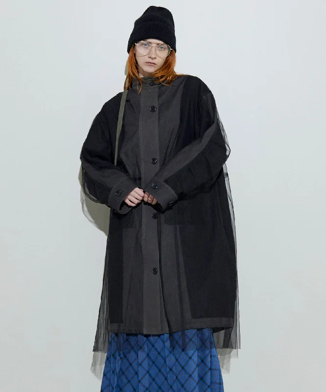 women's mid-length wool coat -Reversible Tulle Mod Coat