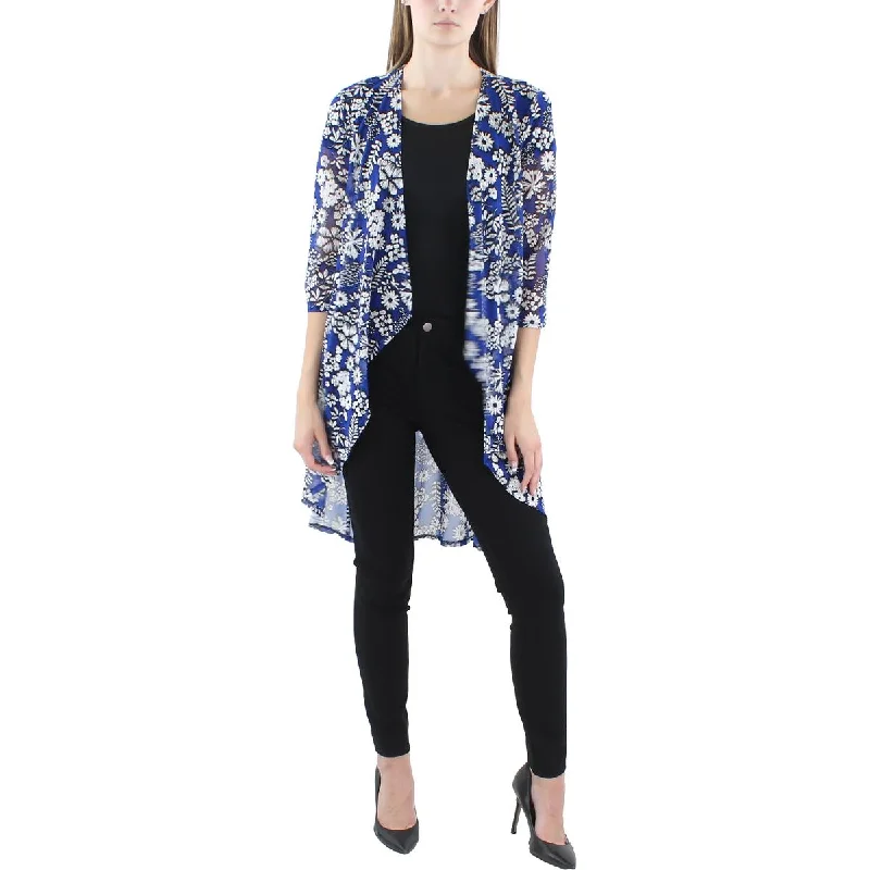 ladies' soft knit cardigan coat -R&M Richards Womens Floral Print Drapey Open-Front Blazer