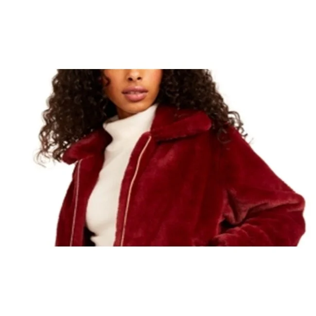 classic trench raincoat for women -Say What Junior's Faux Jacket Burgundy- Size Small