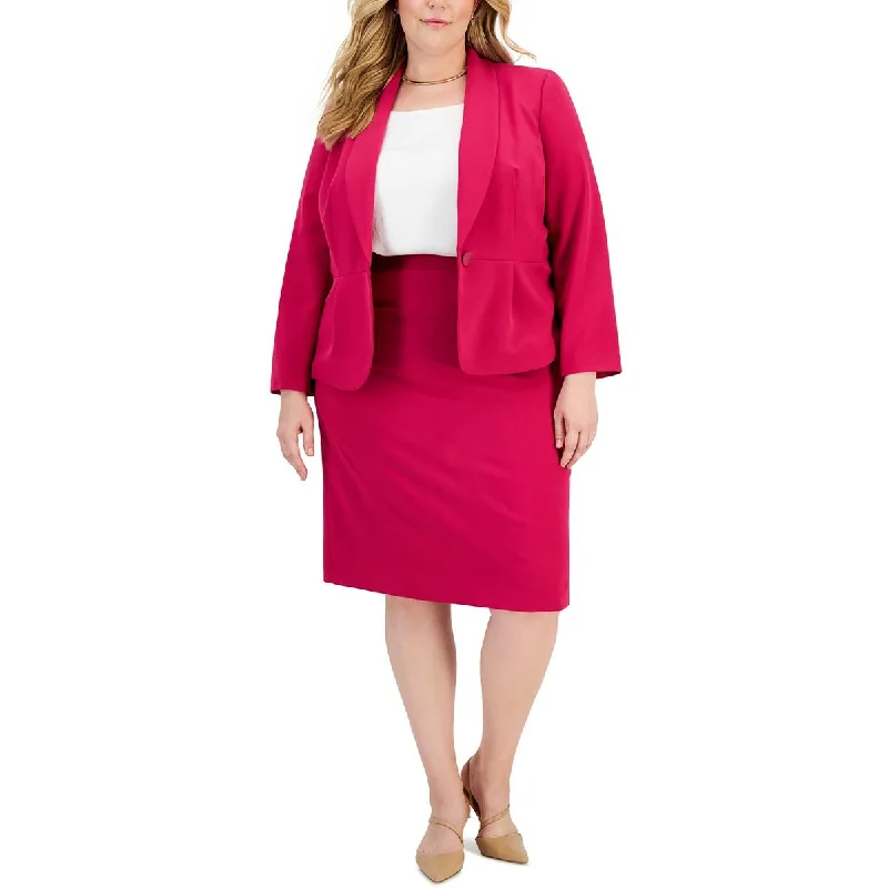 sleek minimalist coat for women -Le Suit Womens Plus Shawl Collar Business One-Button Blazer