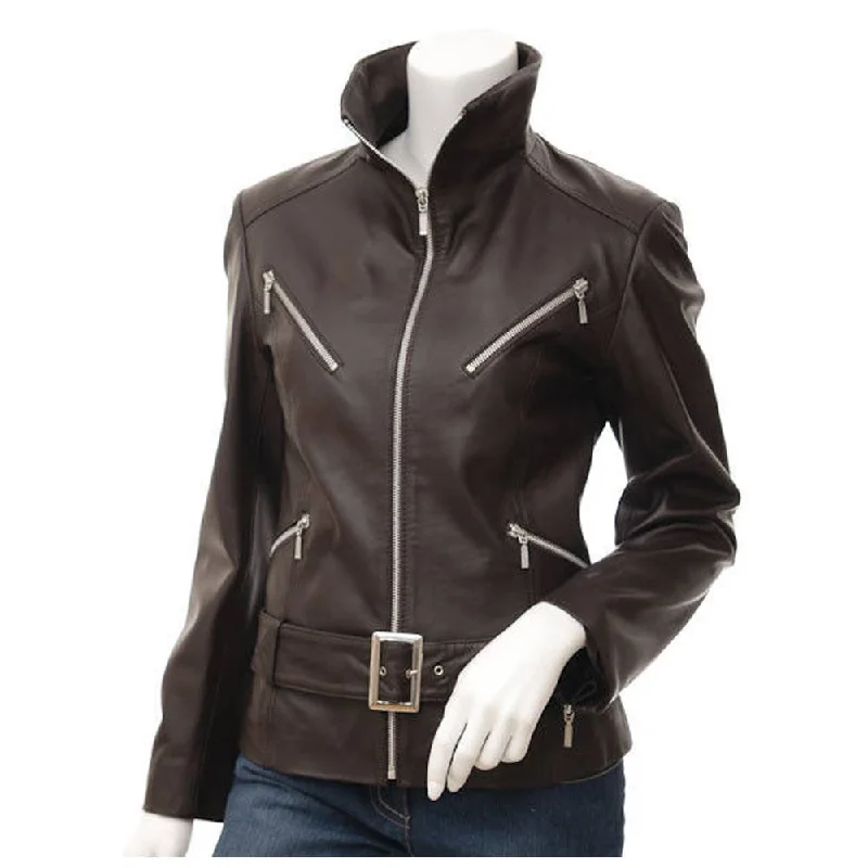 women's teddy bear coat -Women Retro Emma Peel Leather Jacket